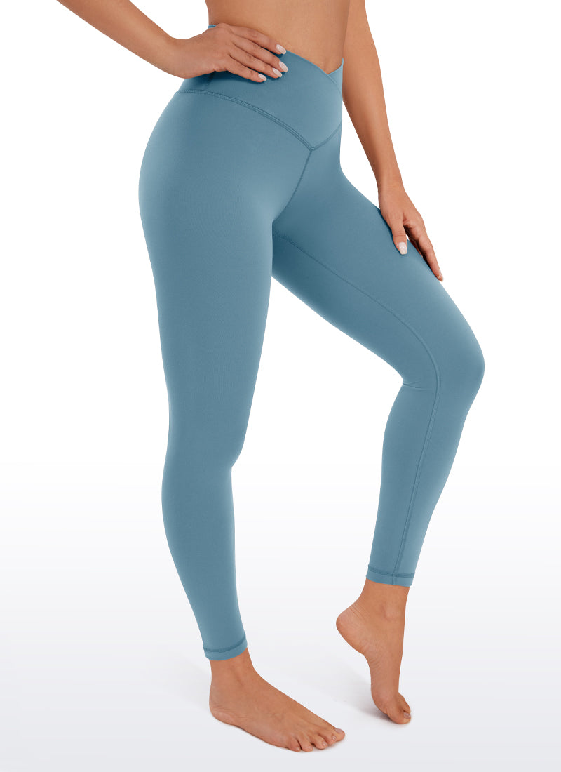 CRZ YOGA Women's High Rise Butterluxe Yoga Leggings 25'' V Cross Waist Blue Ashes @model_info:NEW1
