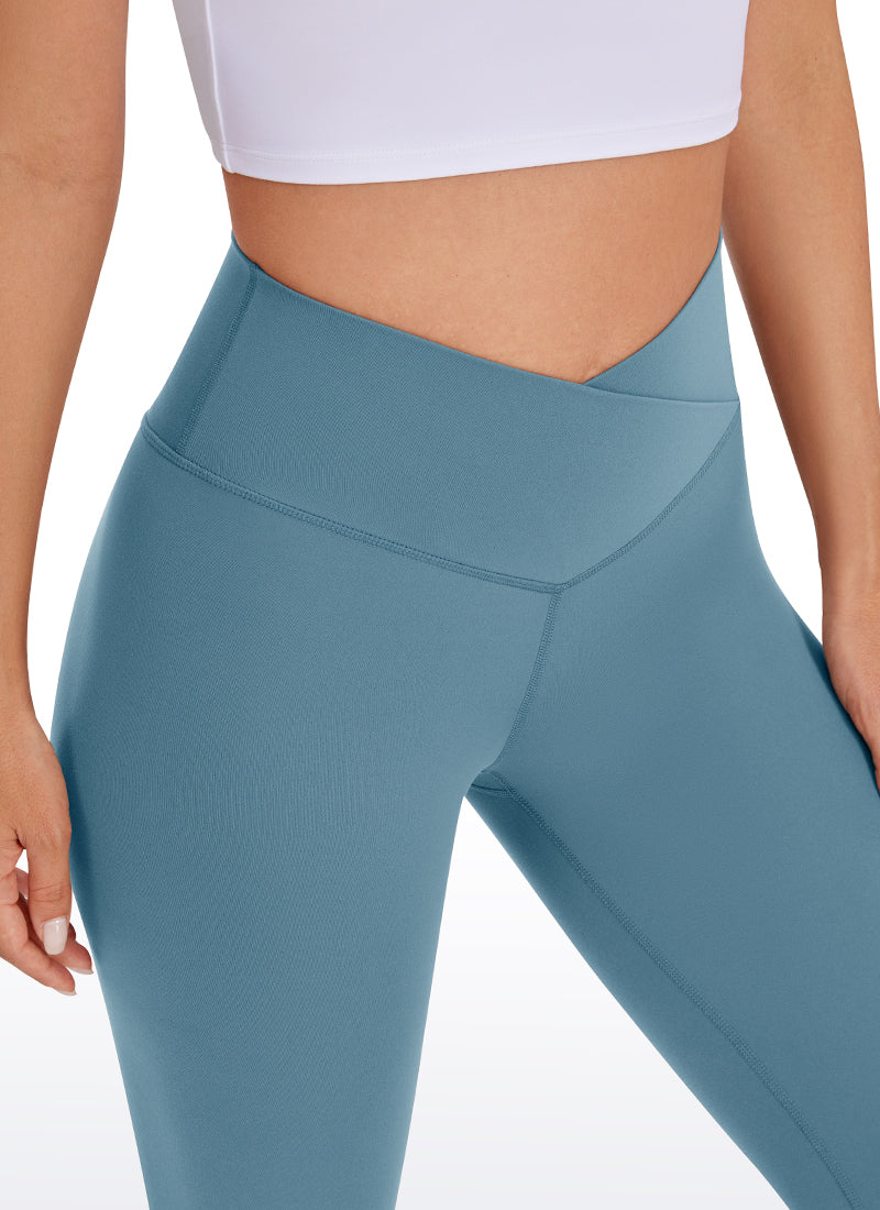 CRZ YOGA Women's High Rise Butterluxe Yoga Leggings 25'' V Cross Waist Blue Ashes @model_info:NEW3