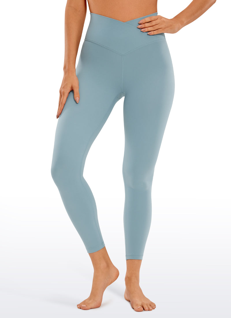 CRZ YOGA Women's High Rise Butterluxe Yoga Leggings 25'' V Cross Waist Light grayish blue @model_info:D