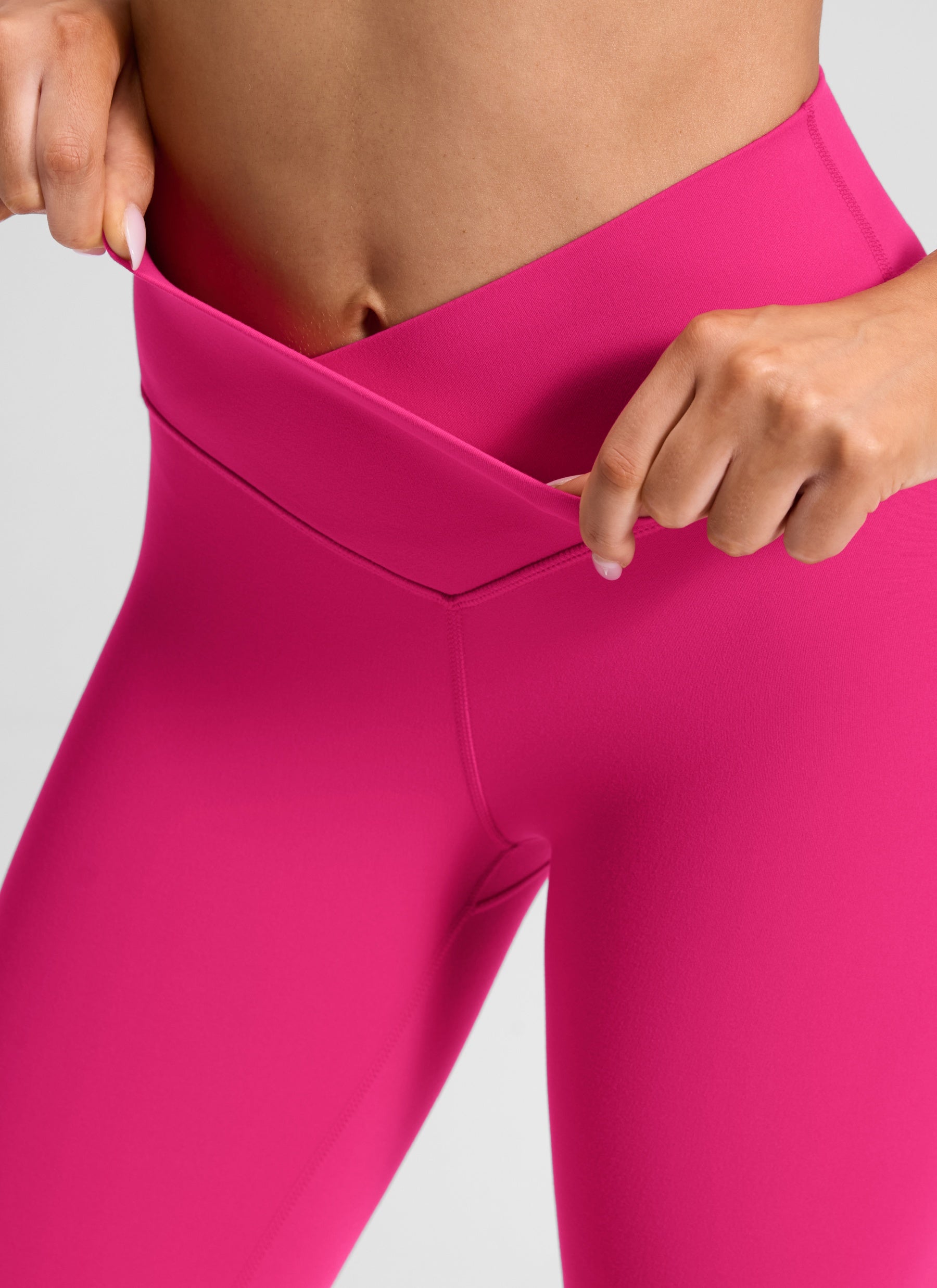CRZ YOGA Women's High Rise Butterluxe Yoga Leggings 25'' V Cross Waist Granita Pink @model_info:Lary