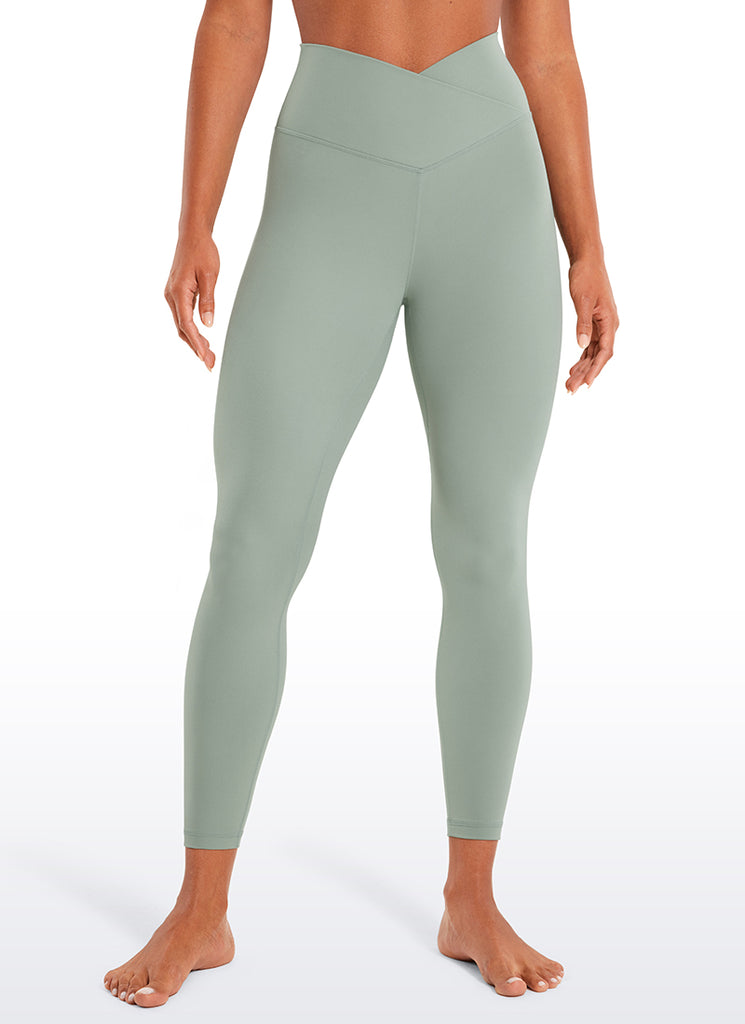 CRZ YOGA Women's High Rise Butterluxe Yoga Leggings 25'' V Cross Waist Dark Grey Camouflage 2