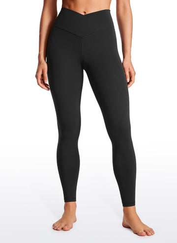 CRZ YOGA Women's High Rise Butterluxe Yoga Leggings 28'' V Cross Waist Black