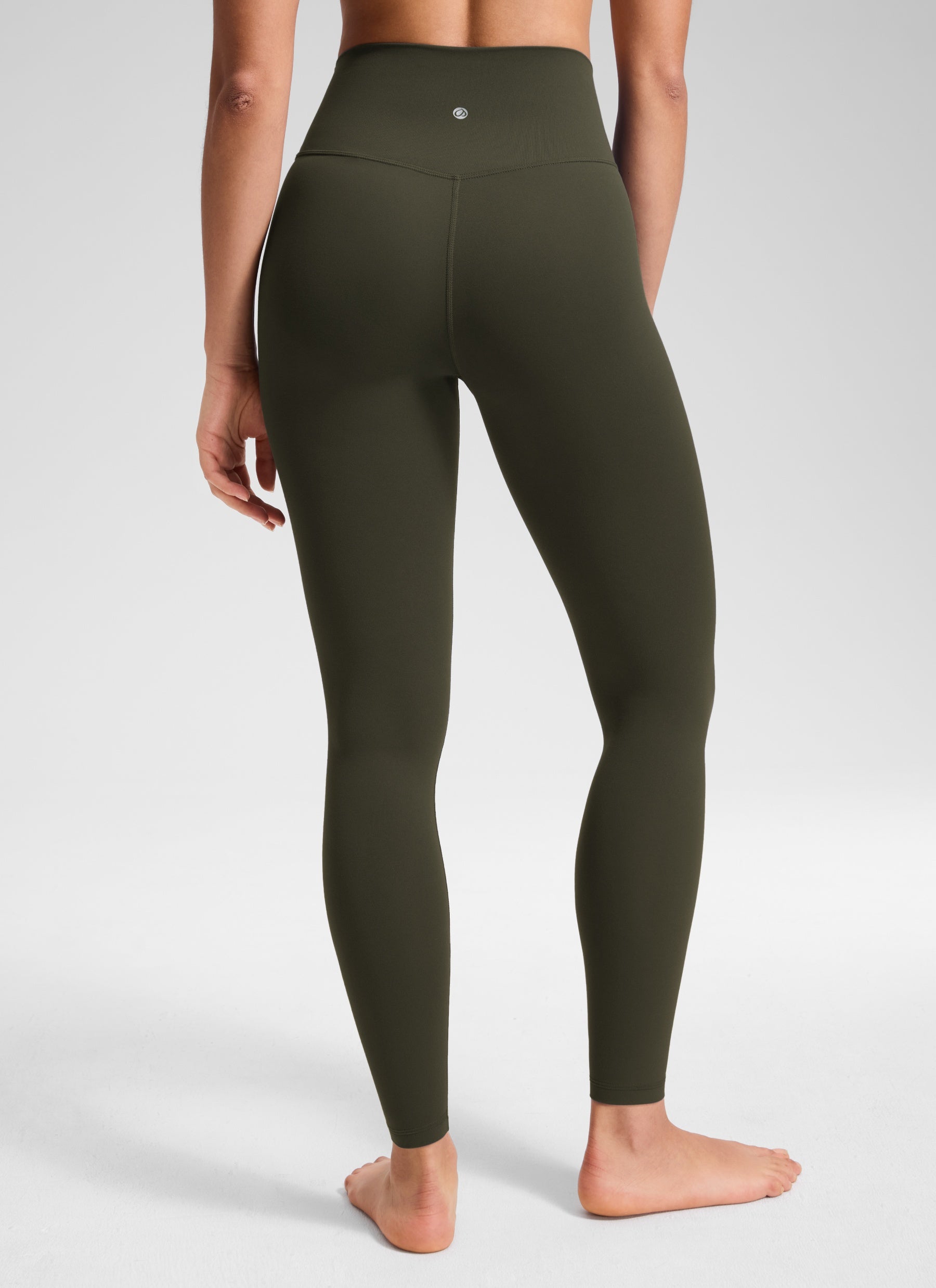 CRZ YOGA Women's High Rise Butterluxe Yoga Leggings 28'' V Cross Waist Olive Green