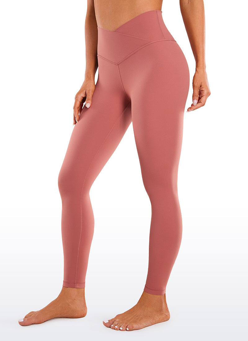 CRZ YOGA Women's High Rise Butterluxe Yoga Leggings 28'' V Cross Waist Briar Rose @model_info:Natali