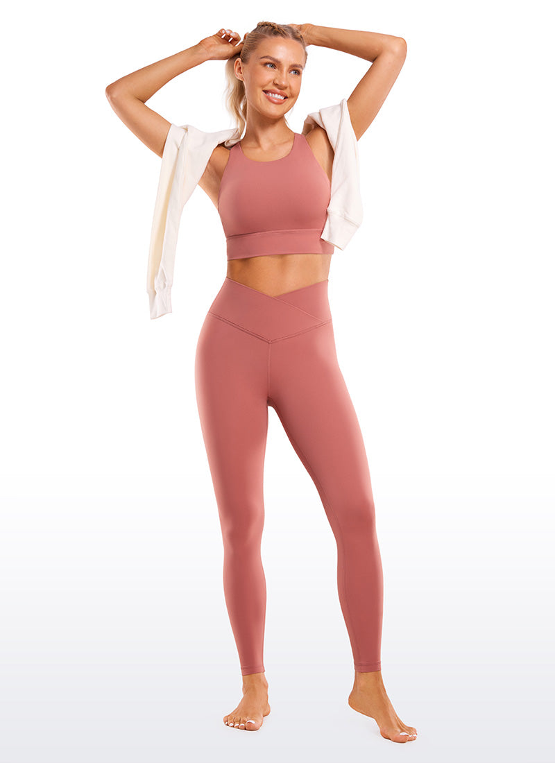 CRZ YOGA Women's High Rise Butterluxe Yoga Leggings 28'' V Cross Waist Briar Rose @model_info:Natali