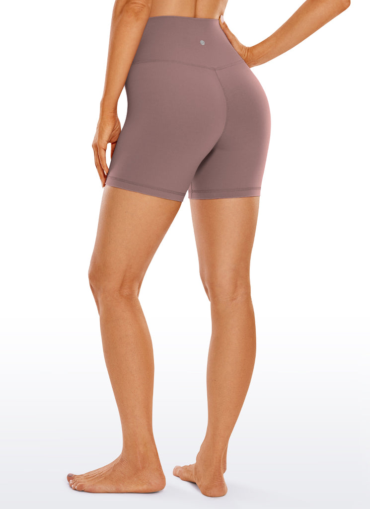 CRZ YOGA Women's High Rise Butterluxe V Cross Waist Biker Shorts 5'' True Navy