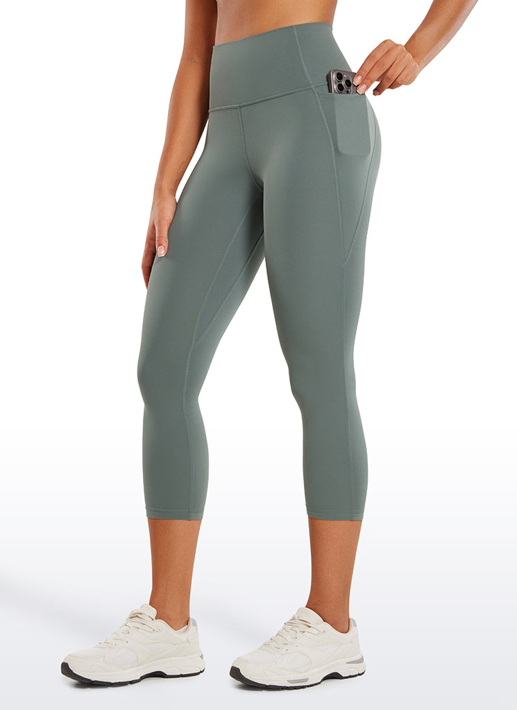 CRZ YOGA Women's Yoga High Rise Butterluxe Capri with Pockets 21'' Grey Sage