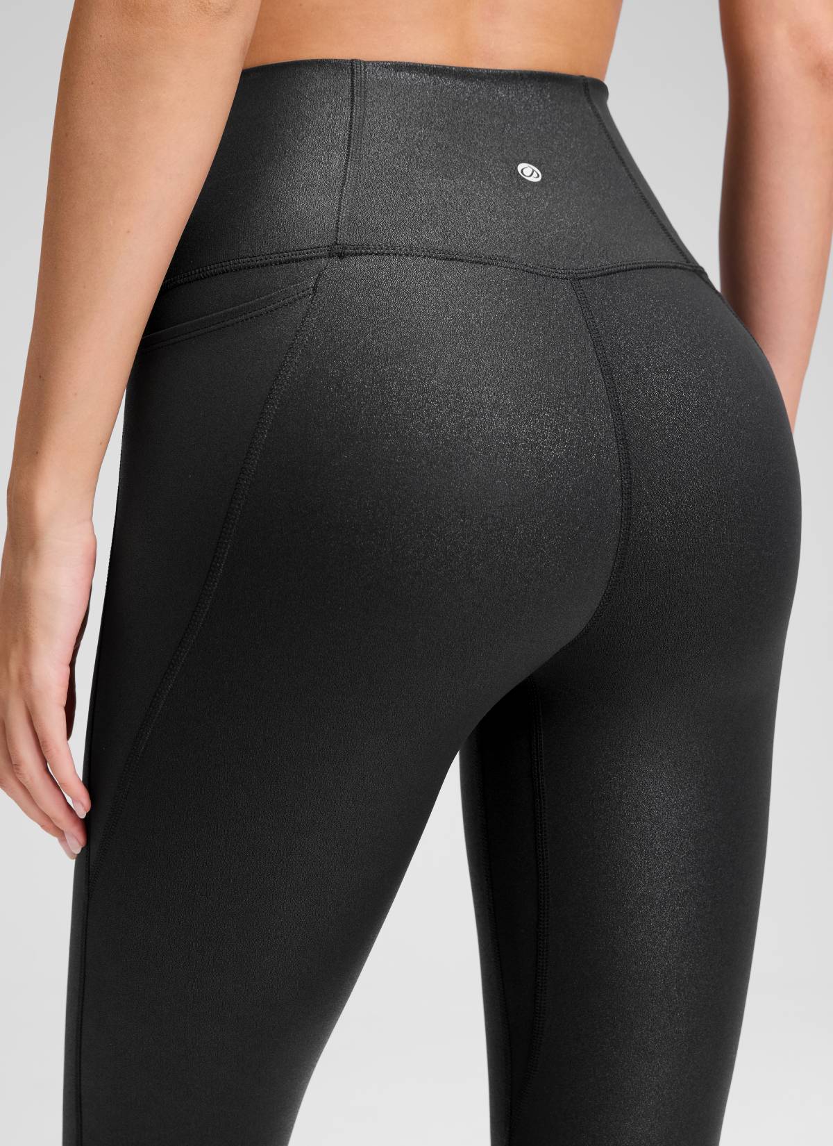 CRZ YOGA Women's Yoga High Rise Butterluxe Capri with Pockets 21'' Black Classic Leather @model_info:Anna