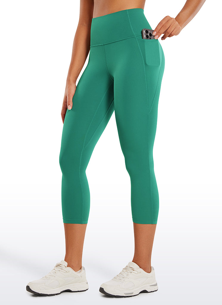 CRZ YOGA Women's Yoga High Rise Butterluxe Capri with Pockets 21'' Black Tie Dye Flowers