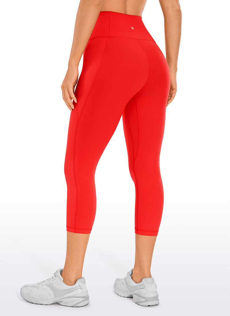 CRZ YOGA Women's Yoga High Rise Butterluxe Capri with Pockets 21'' Dark Red @model_info:Deni