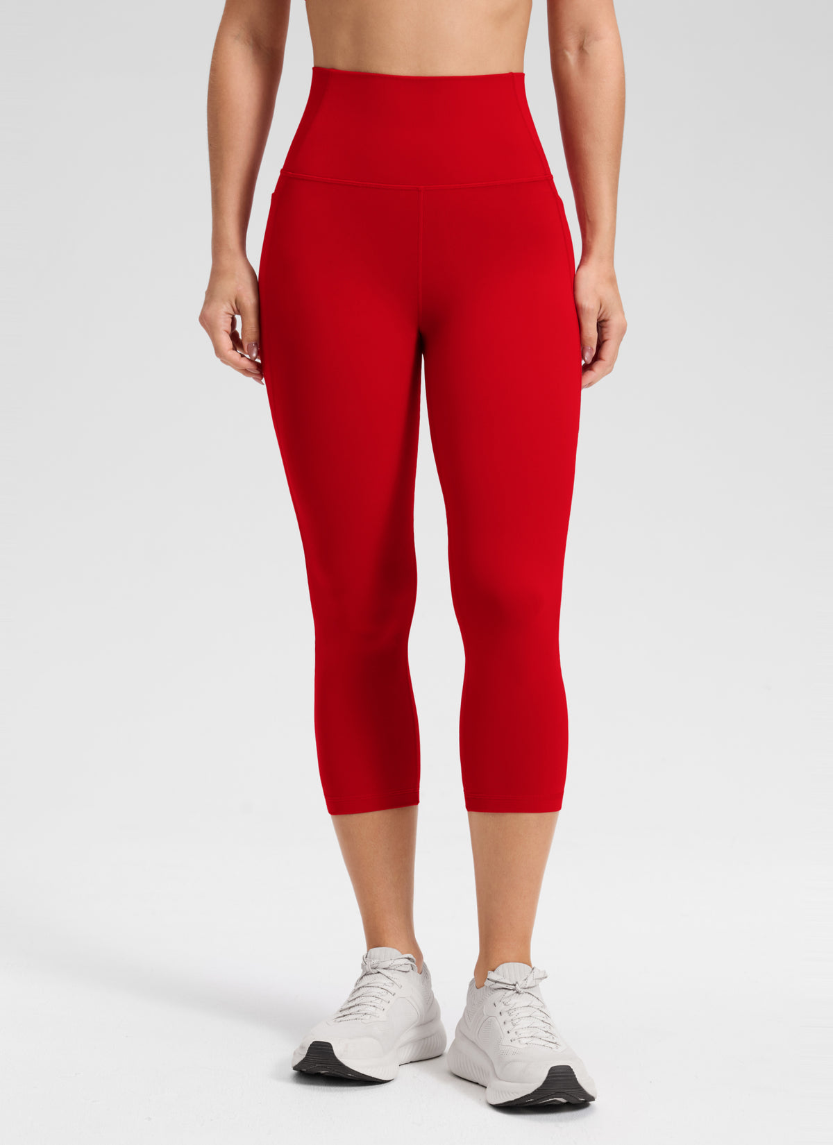 CRZ YOGA Women's Yoga High Rise Butterluxe Capri with Pockets 21'' Red Chili @model_info:A