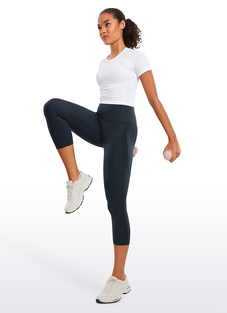 CRZ YOGA Women's Yoga High Rise Butterluxe Capri with Pockets 21'' Melanite