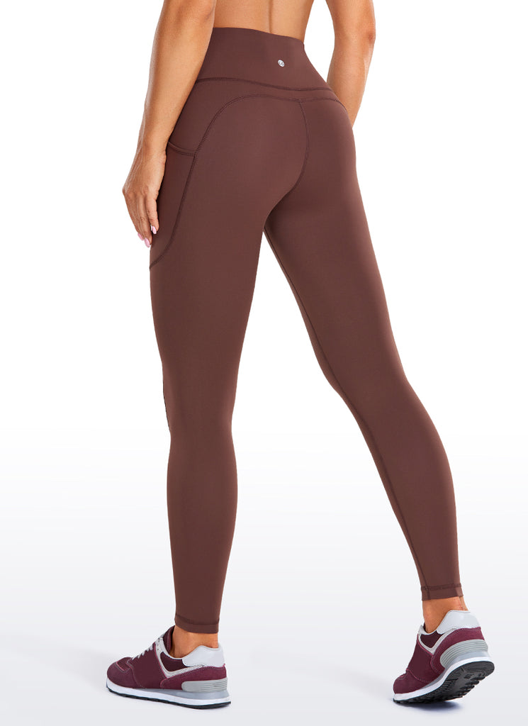 CRZ YOGA Women's Train High Rise Brushed Nakedfeel Pocket Legging 25'' Red Merlot