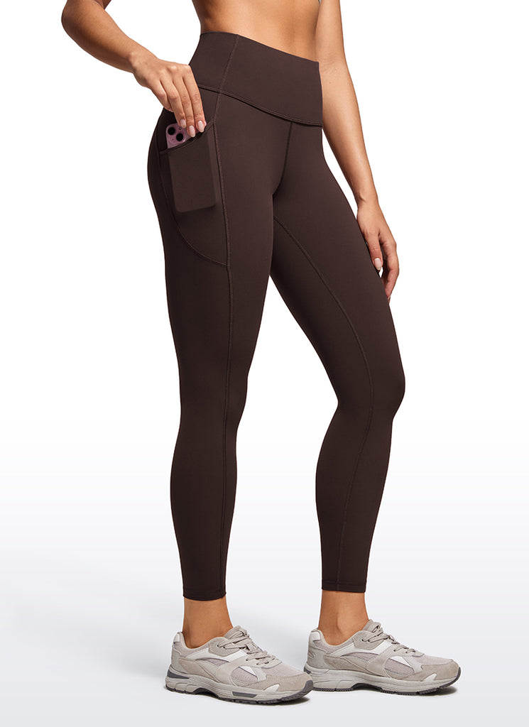 CRZ YOGA Women's Train High Rise Brushed Nakedfeel Pocket Legging 25'' Taupe