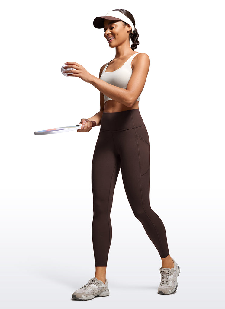 CRZ YOGA Women's Train High Rise Brushed Nakedfeel Pocket Legging 25'' Taupe