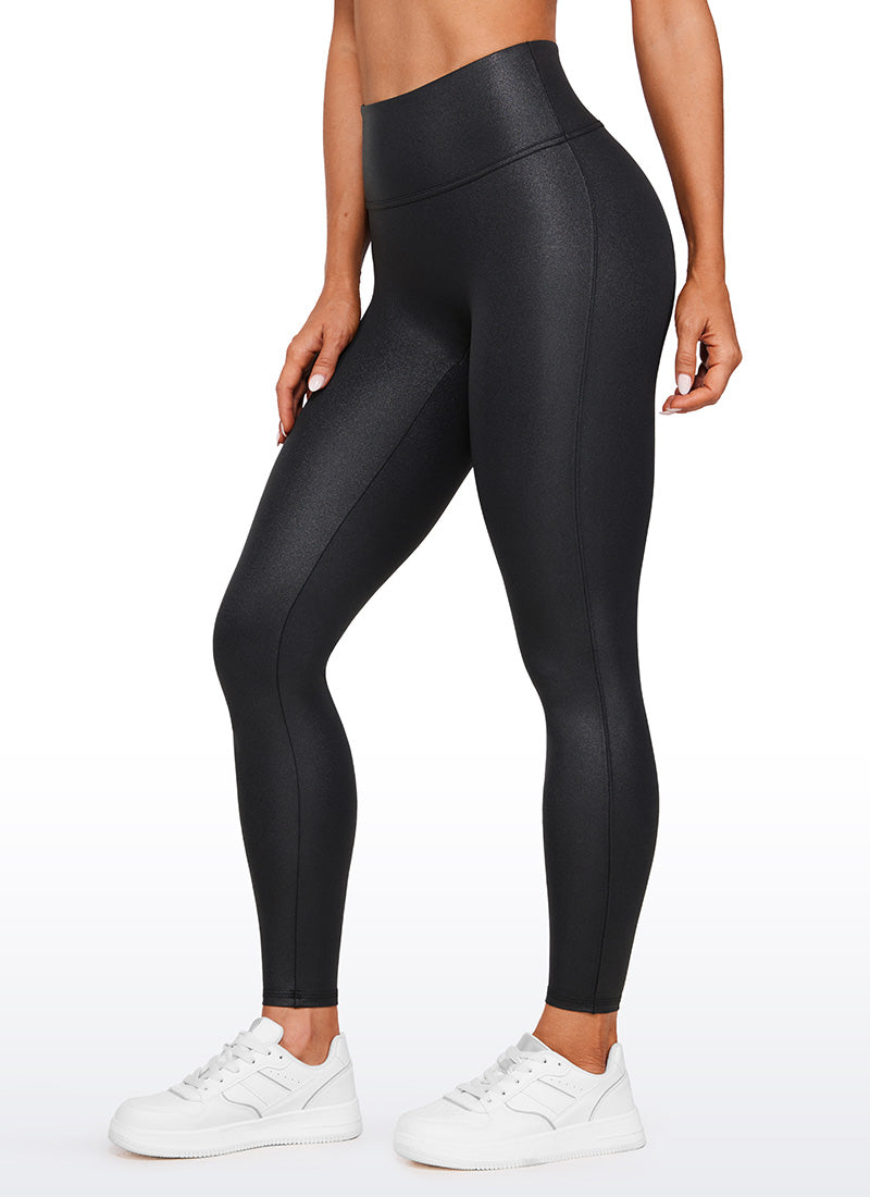CRZ YOGA Women Butterluxe Matte Faux Leather No Front Seam Leggings 28'' Black Classic Leather @model_info:Natali