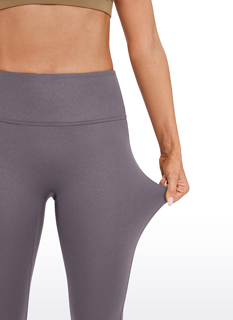 CRZ YOGA Women Butterluxe Matte Faux Leather No Front Seam Leggings 28'' Tornado Grey Classic Pattern @model_info:Natali