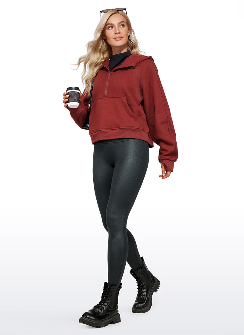 CRZ YOGA Women Butterluxe Matte Faux Leather No Front Seam Leggings 28'' Melanite Classic @model_info:Natali