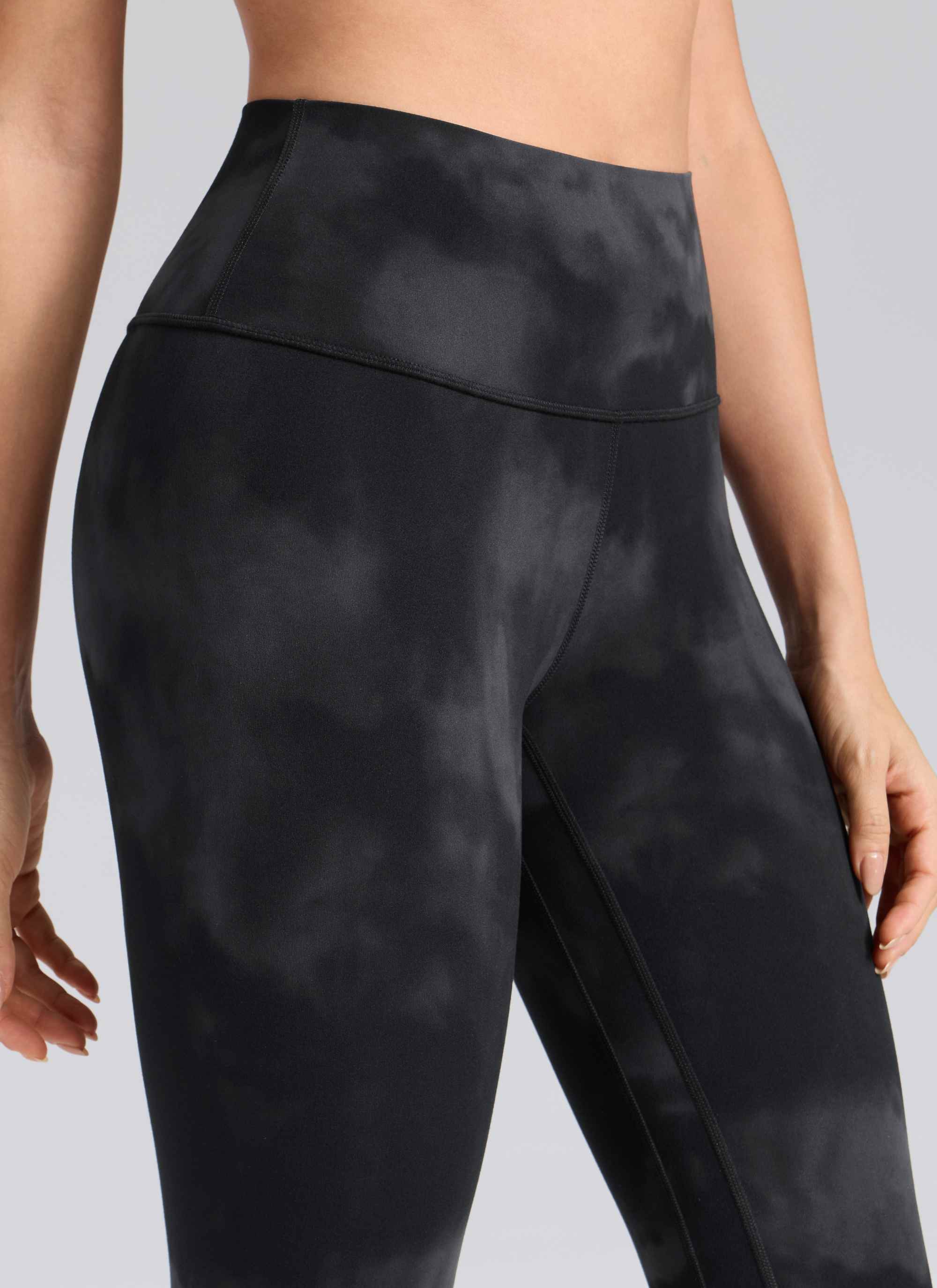 CRZ YOGA Women's Workout High Rise Butterlift Yoga Leggings 25'' Black Tie Dye Flowers