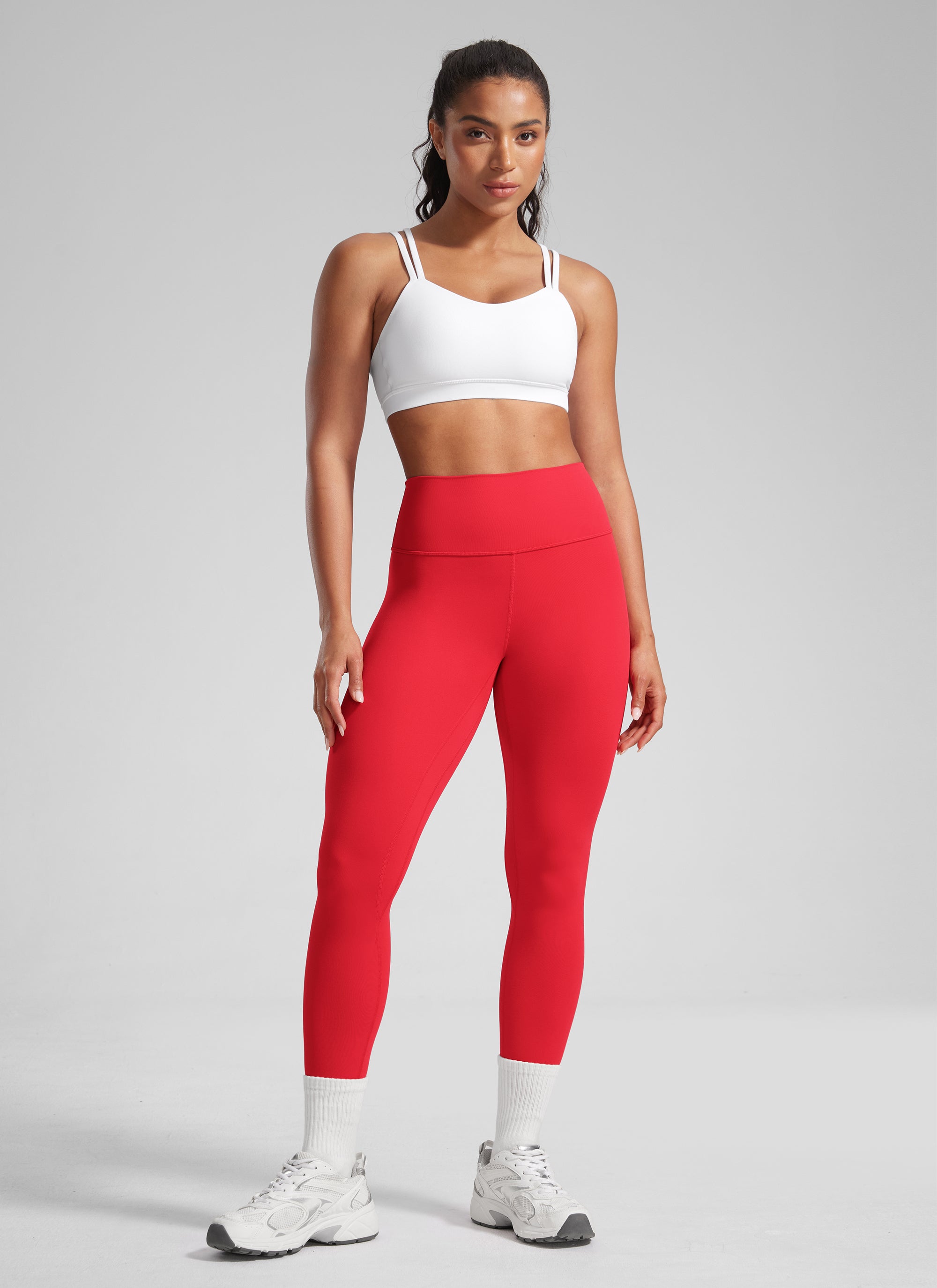 CRZ YOGA Women's Workout High Rise Butterlift Yoga Leggings 25'' Aurora Red @model_info:Crystal