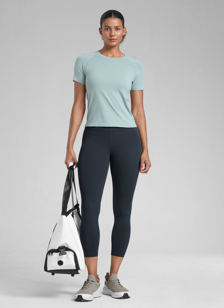 CRZ YOGA Women's High Waisted Capris Workout Leggings 23" True Navy