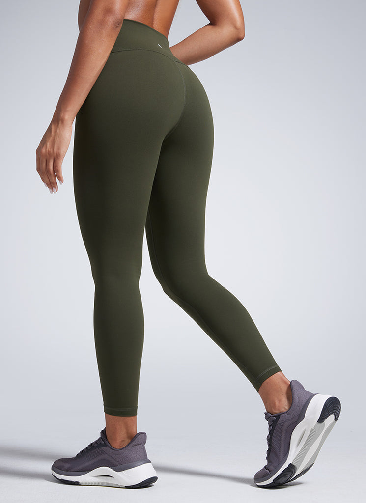 CRZ YOGA Women's Workout High Rise Butterbreeze Training Leggings 25'' Olive Green