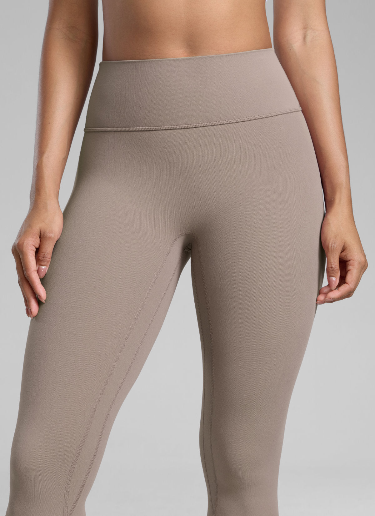 CRZ YOGA Women Butterlift High Rise Scrunch Butt Legging No Front Seam Creamy Latte @model_info:Barbara
