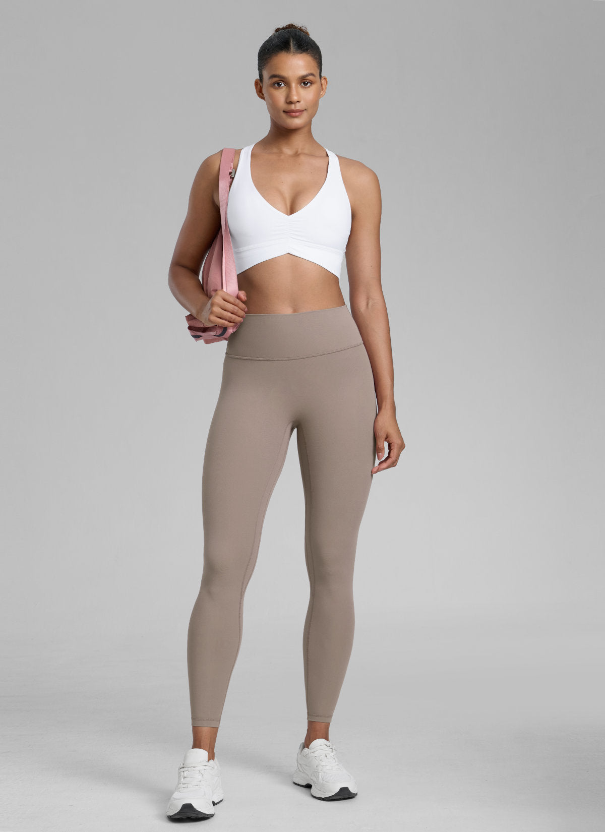 CRZ YOGA Women Butterlift High Rise Scrunch Butt Legging No Front Seam Creamy Latte @model_info:Barbara
