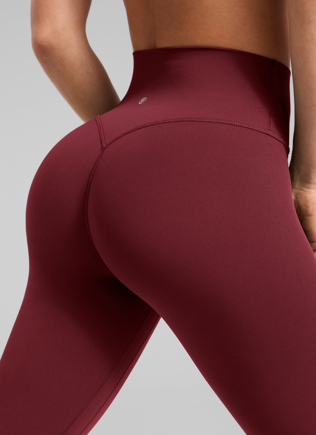 CRZ YOGA Women Butterlift High Rise Scrunch Butt Legging No Front Seam Burgundy Bay @model_info:S3