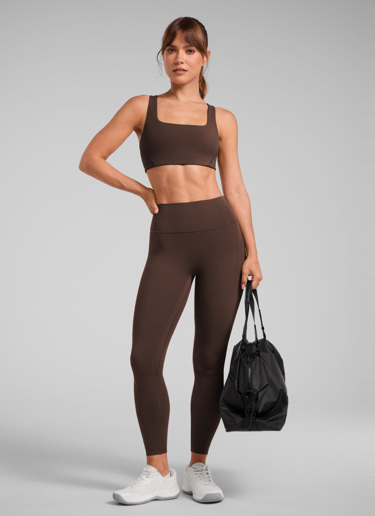 CRZ YOGA Women Butterlift High Rise Scrunch Butt Legging No Front Seam Walnut Brown @model_info:Q1