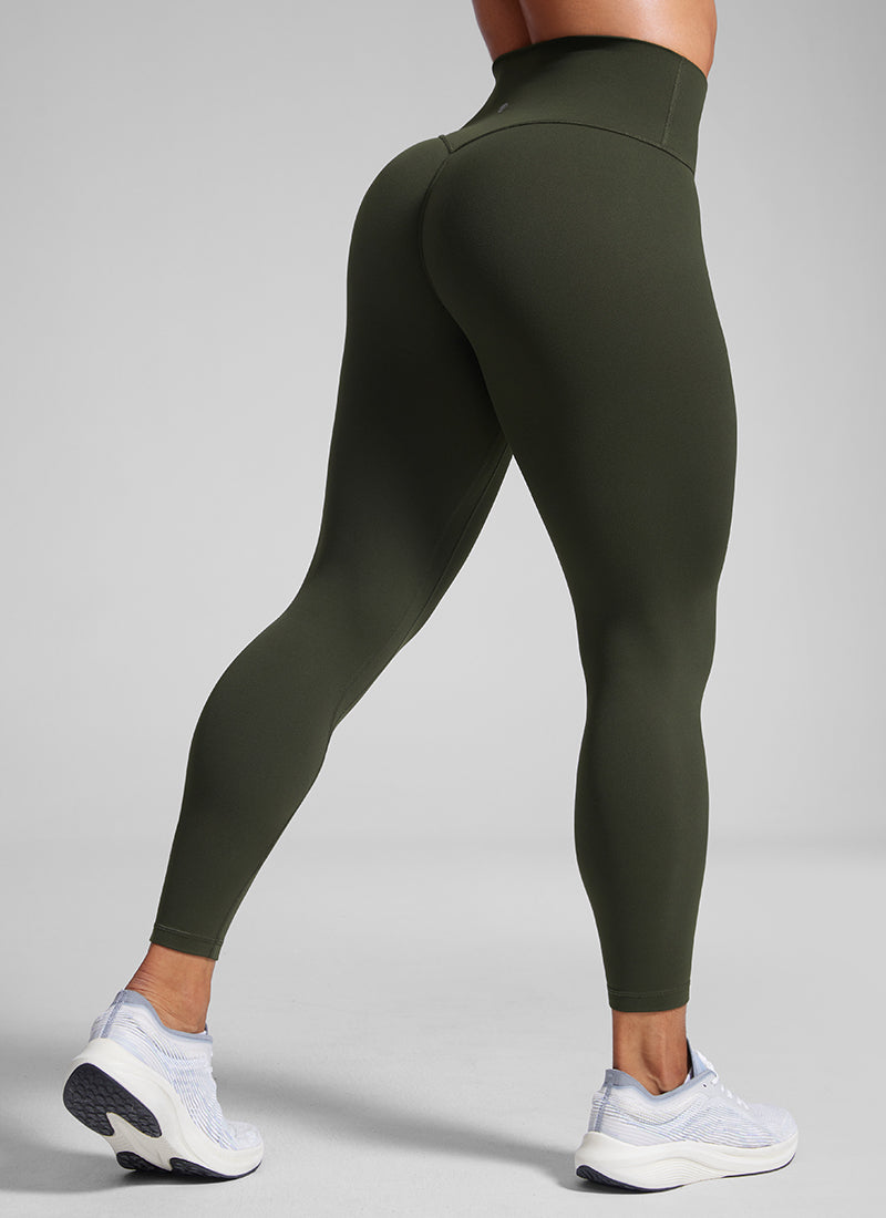 CRZ YOGA Women Butterlift High Rise Scrunch Butt Legging No Front Seam Olive Green @model_info:Cintia