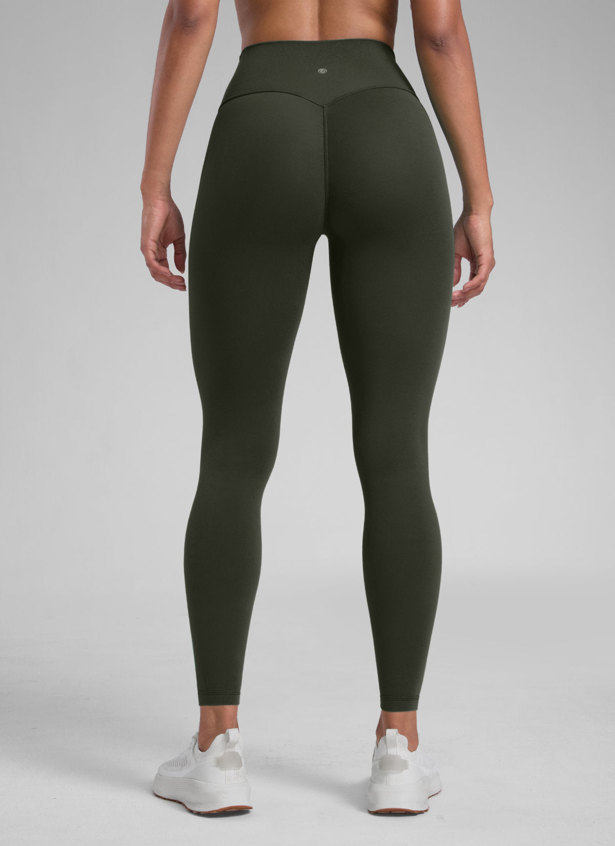 CRZ YOGA Women's Secretsculpt™ Workout No Front Seam Legging 28'' Olive Green @model_info:Barbara