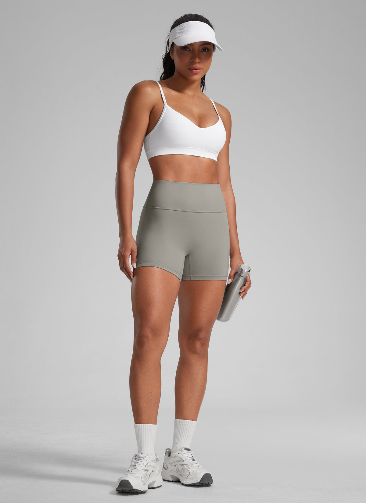 CRZ YOGA Womens Butterlift Scrunch Butt Atheletic Workout Biker Shorts Rocky Grey @model_info:C