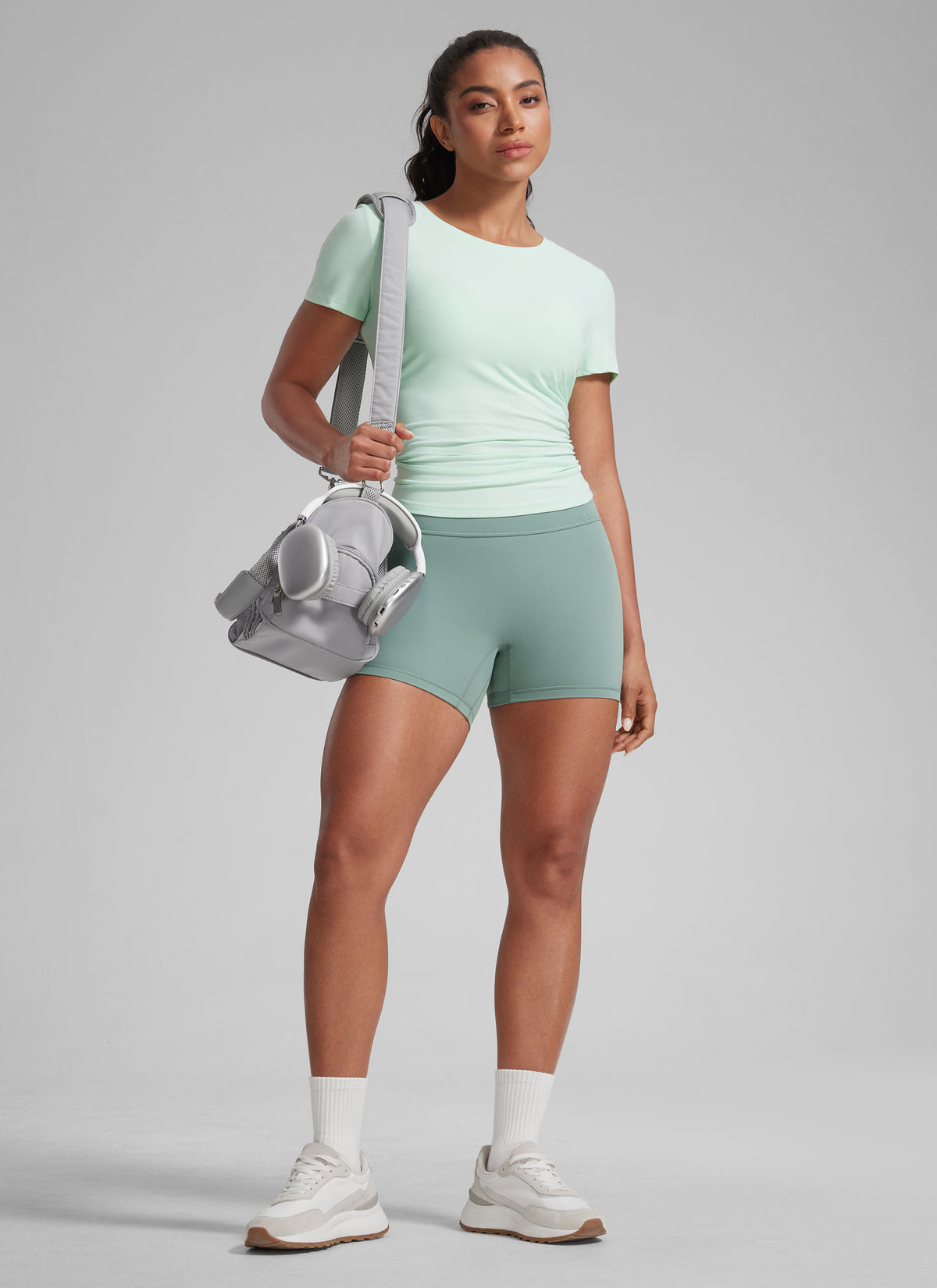 CRZ YOGA Womens Butterlift Scrunch Butt Atheletic Workout Biker Shorts Crater Green @model_info:C