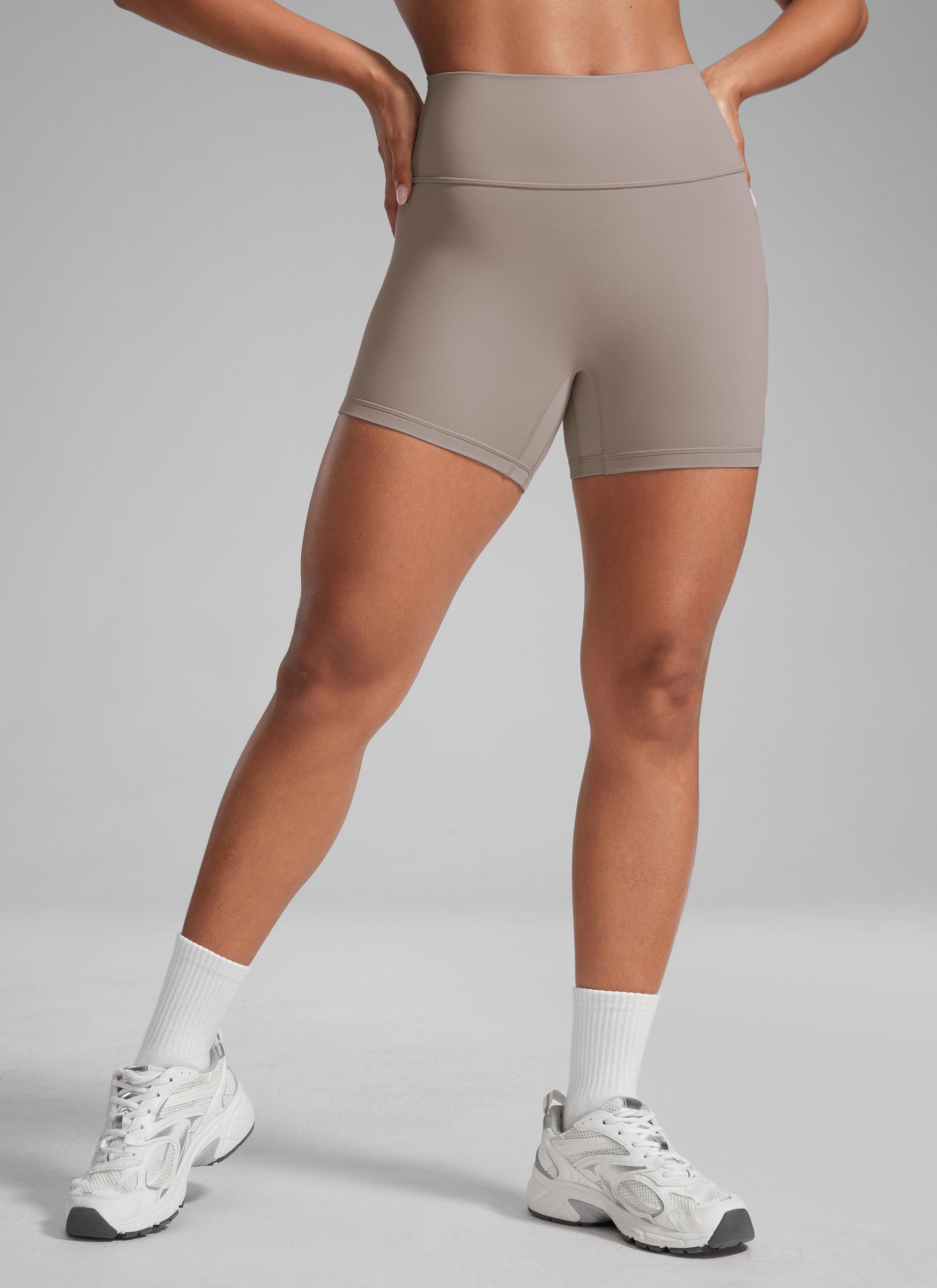 CRZ YOGA Womens Butterlift Scrunch Butt Atheletic Workout Biker Shorts Creamy Latte @model_info:Crystal