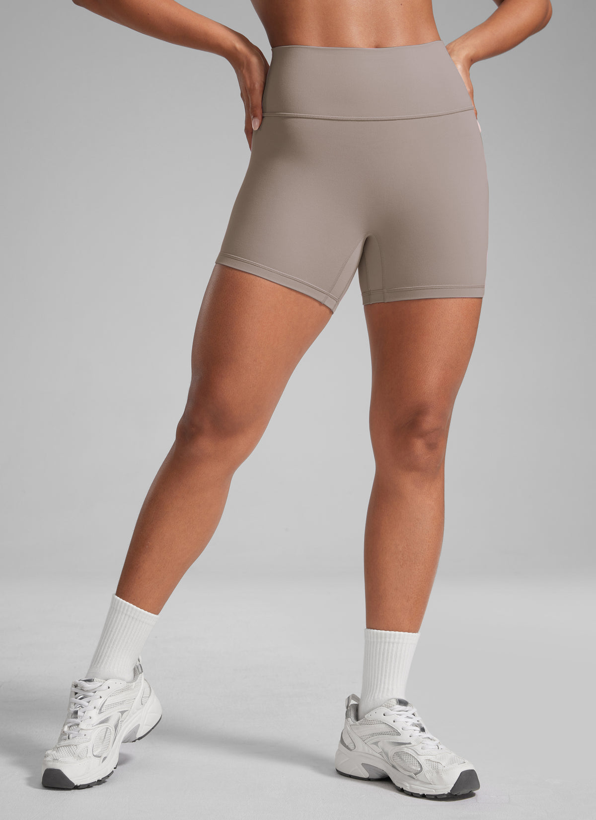 CRZ YOGA Womens Butterlift Scrunch Butt Atheletic Workout Biker Shorts Creamy Latte @model_info:Crystal
