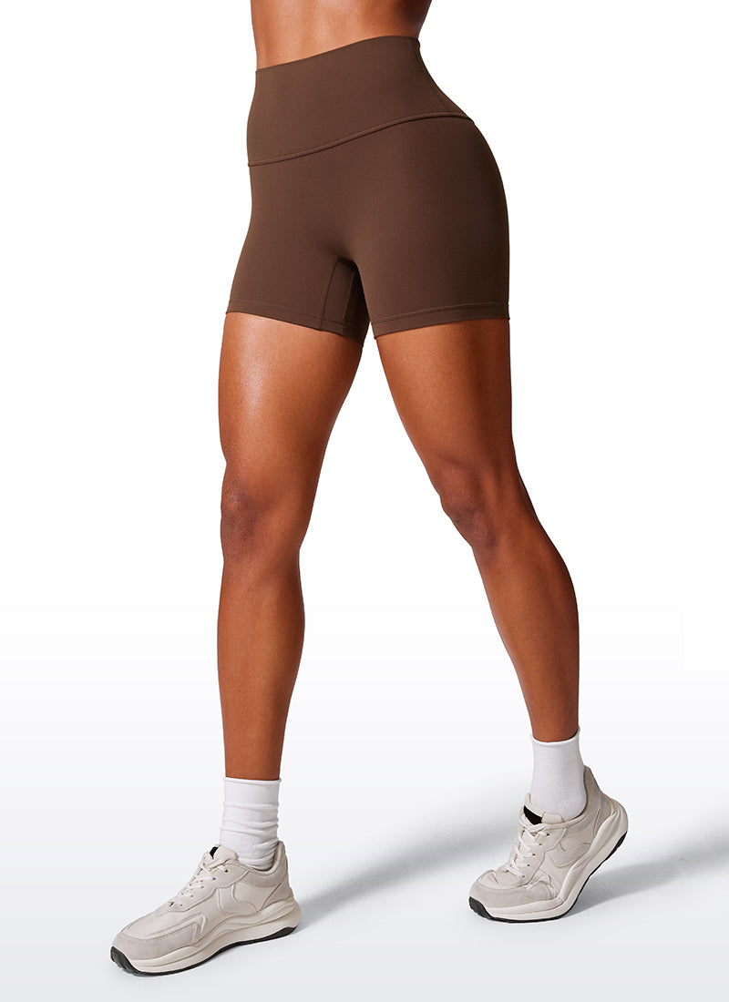 CRZ YOGA Womens Butterlift Scrunch Butt Atheletic Workout Biker Shorts Coffee Brown
