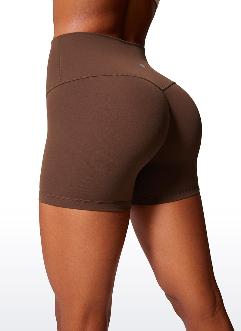 CRZ YOGA Womens Butterlift Scrunch Butt Atheletic Workout Biker Shorts Coffee Brown