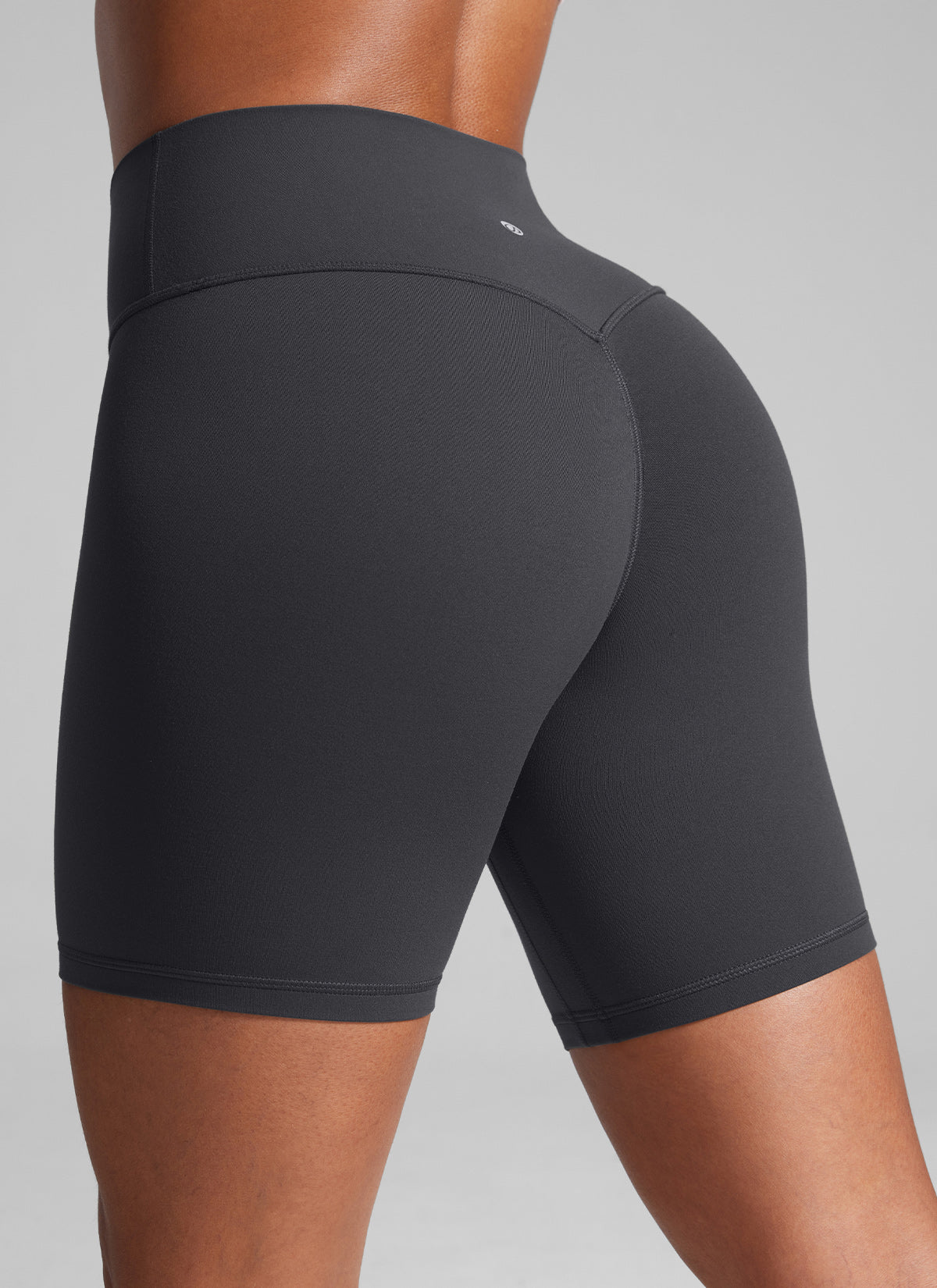 CRZ YOGA Butterlift Womens Scrunch Butt Biker Shorts 6'' No Front Seam Mysterious Grey @model_info:C