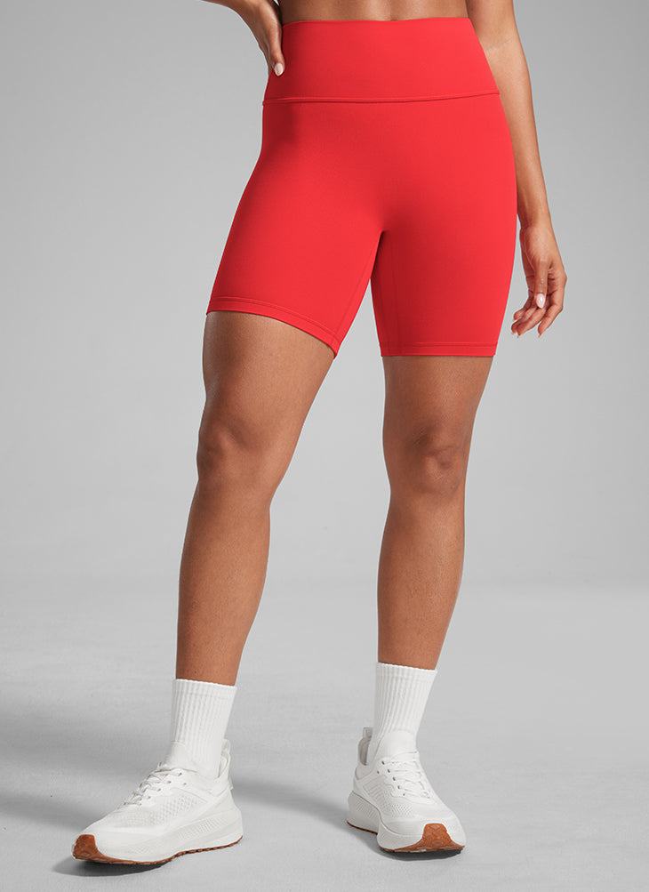 CRZ YOGA Butterlift Womens Scrunch Butt Biker Shorts 6'' No Front Seam Deep Red