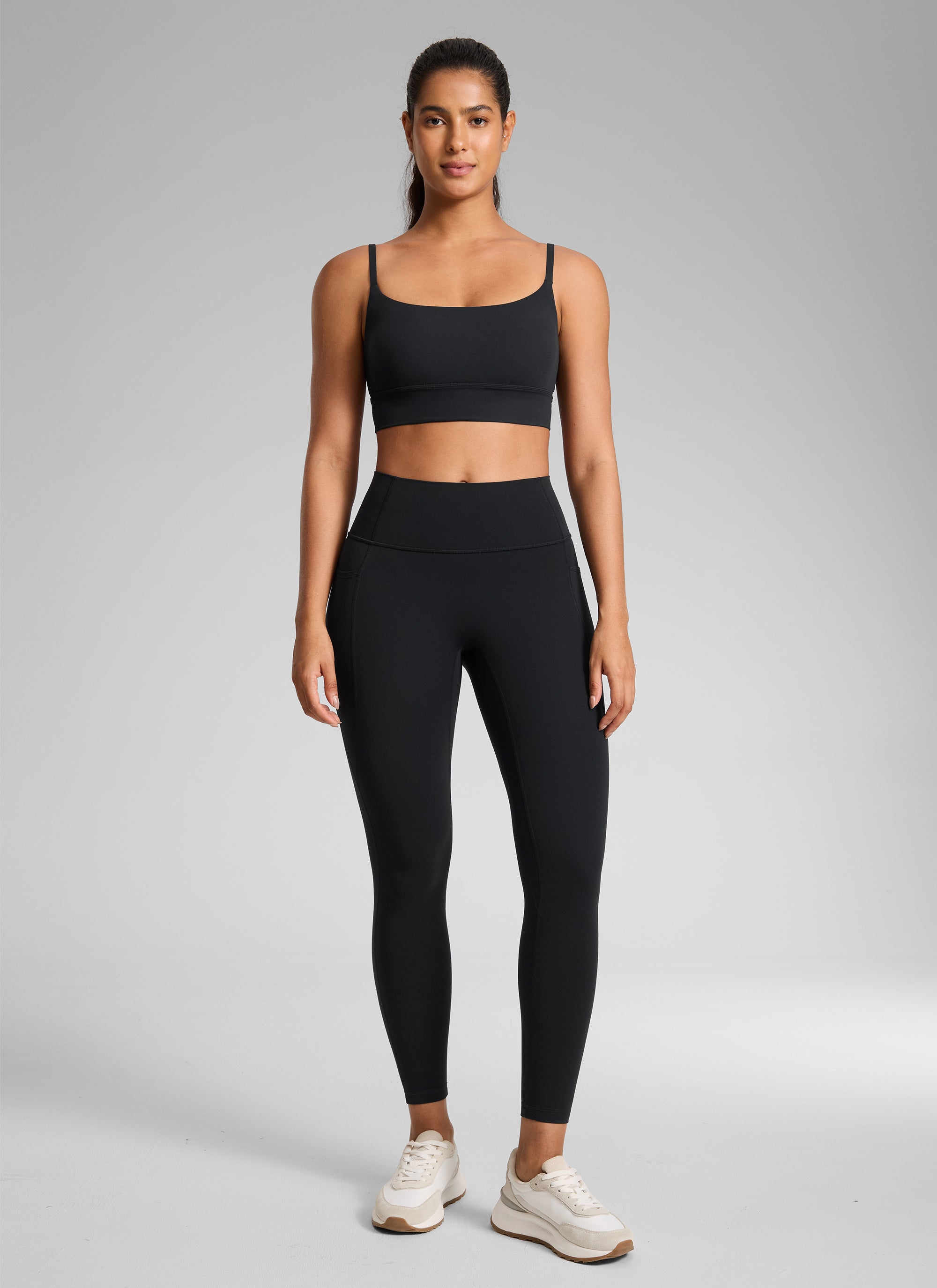 CRZ YOGA Women's Butterlift High Rise No Front Seam Pocket Legging Black @model_info:C