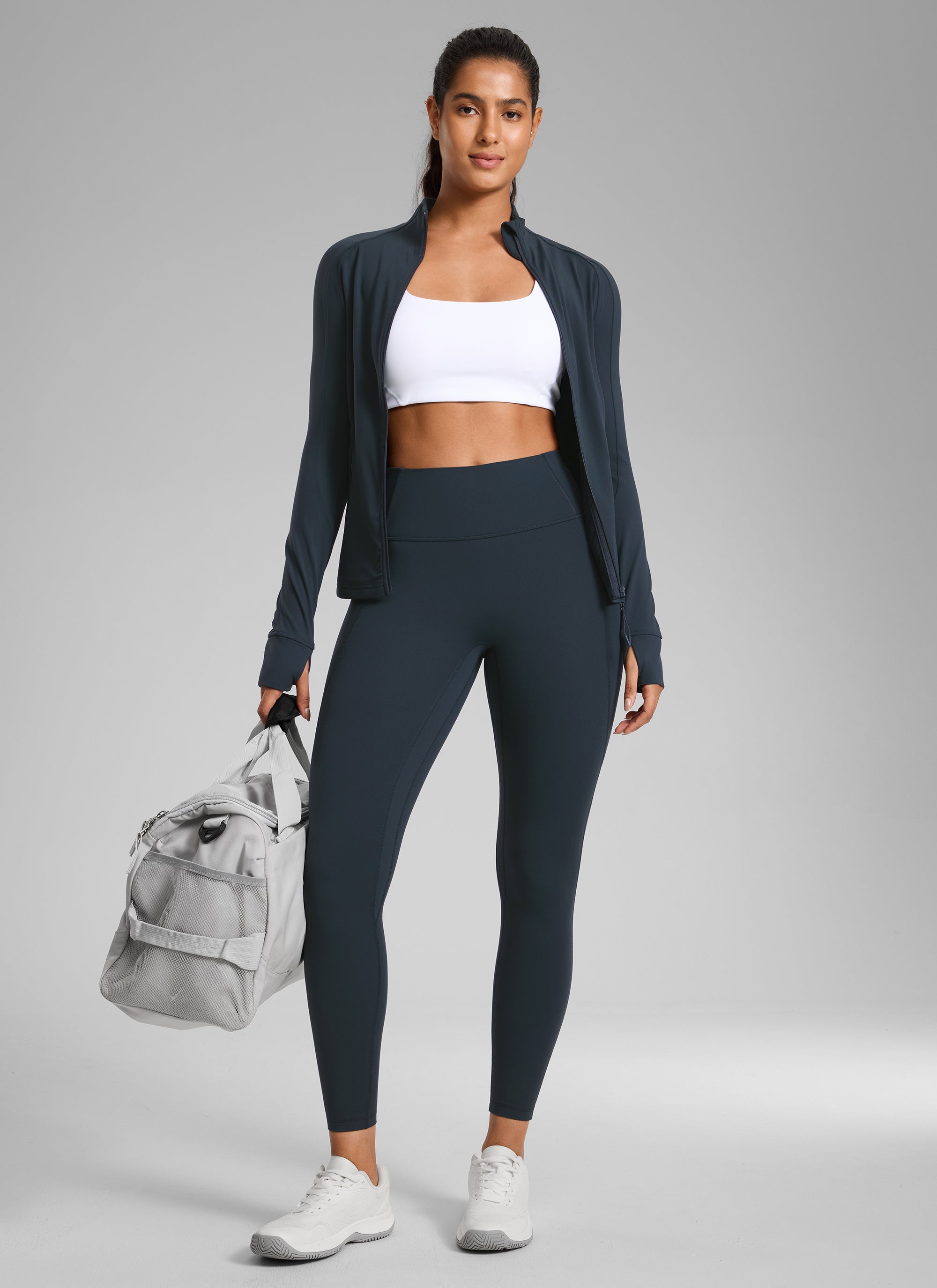 CRZ YOGA Women's Butterlift High Rise No Front Seam Pocket Legging True Navy