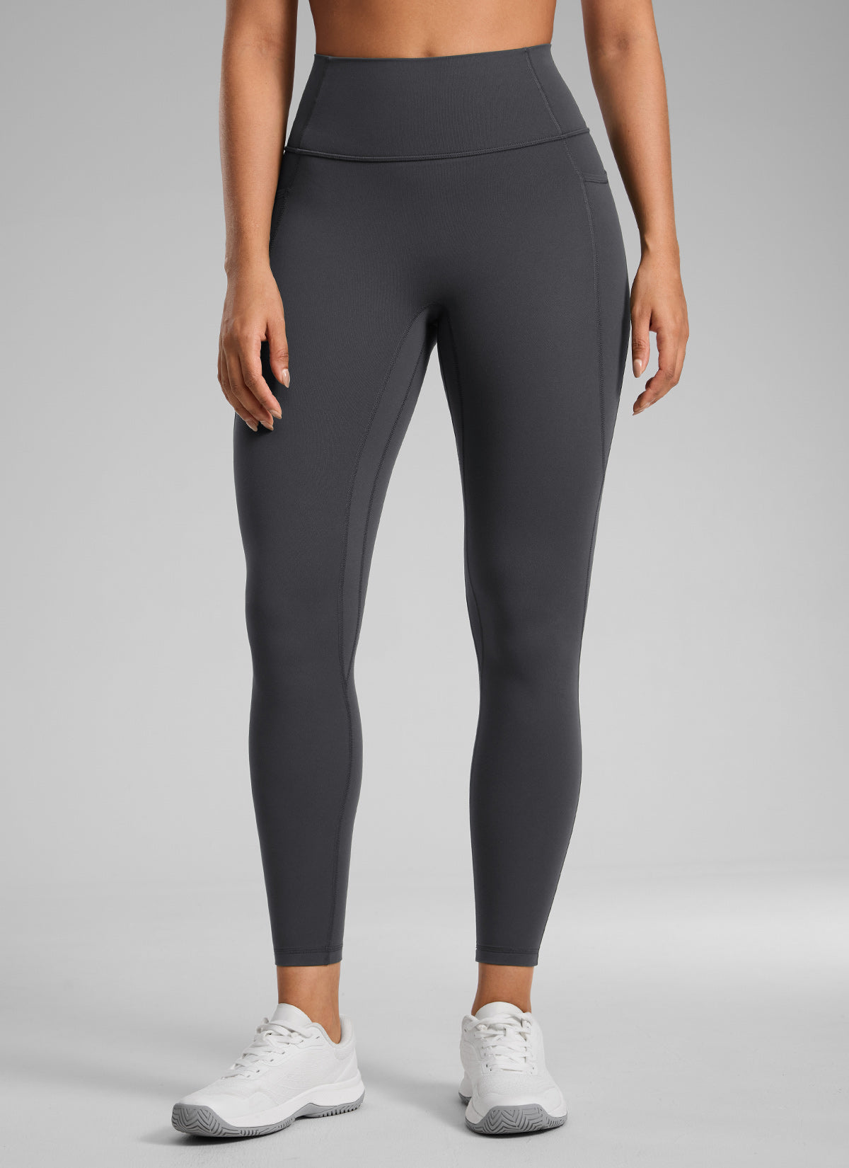 CRZ YOGA Women's Butterlift High Rise No Front Seam Pocket Legging Mysterious Grey @model_info:C