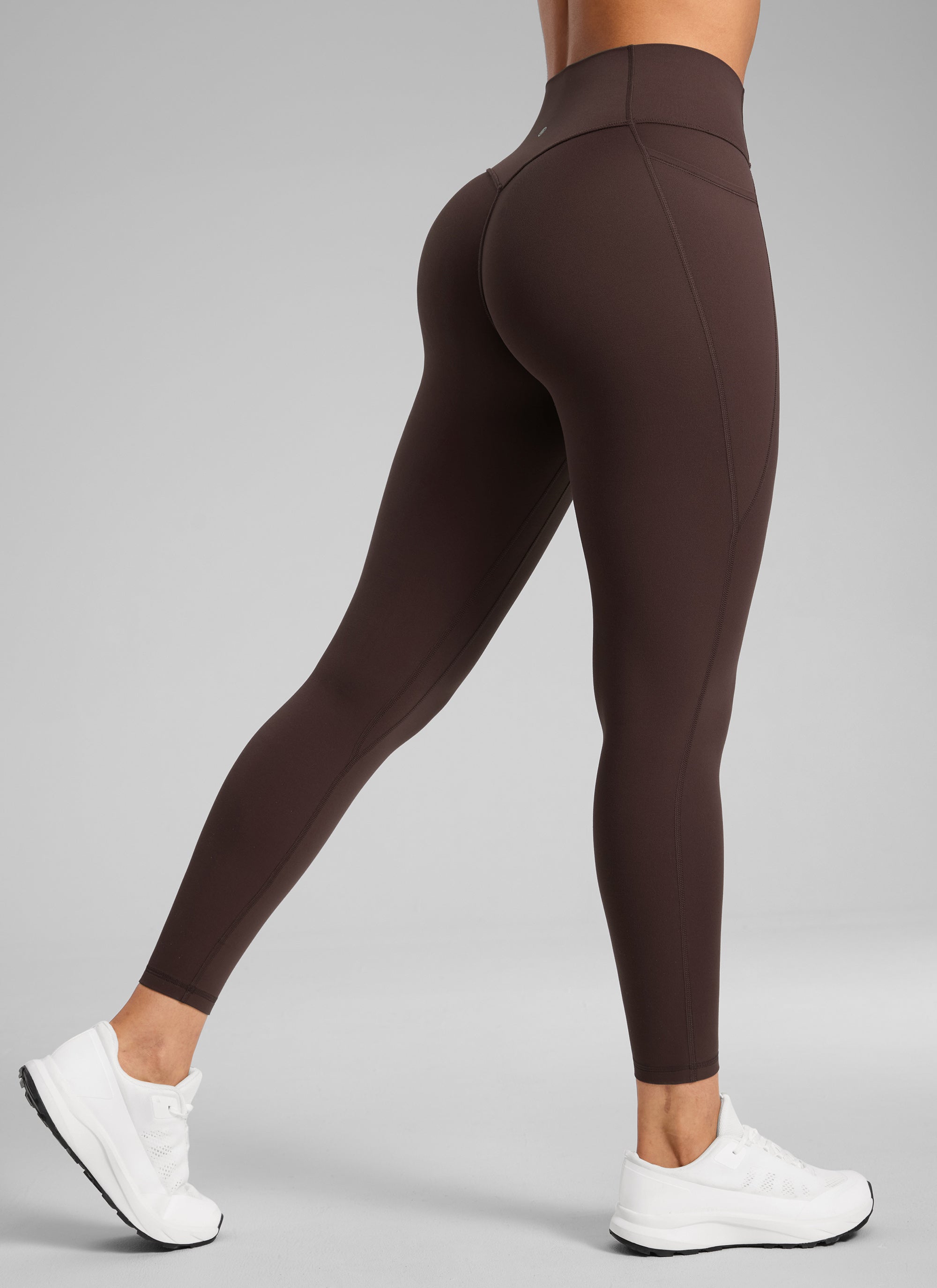 CRZ YOGA Women's Butterlift High Rise No Front Seam Pocket Legging Hot Fudge Brown @model_info:C