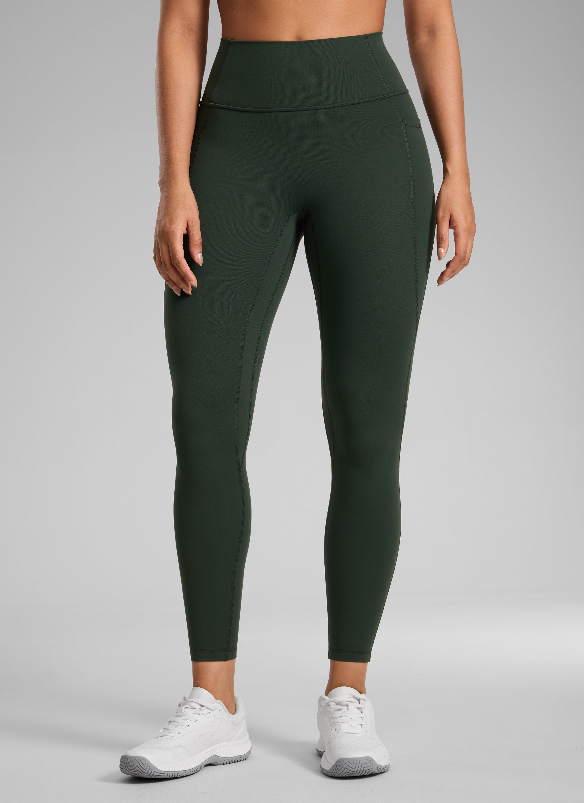 CRZ YOGA Women's Butterlift High Rise No Front Seam Pocket Legging Legend Green @model_info:C