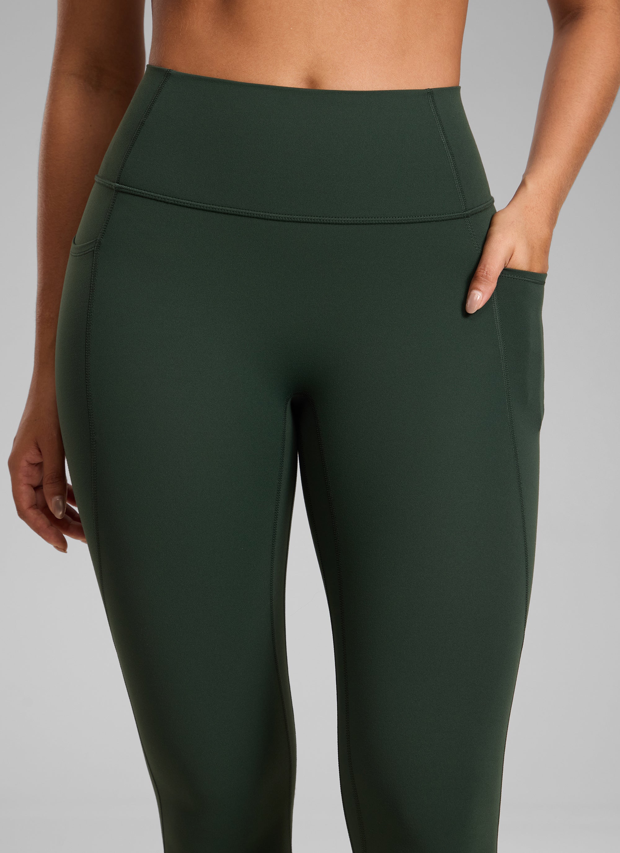 CRZ YOGA Women's Butterlift High Rise No Front Seam Pocket Legging Legend Green