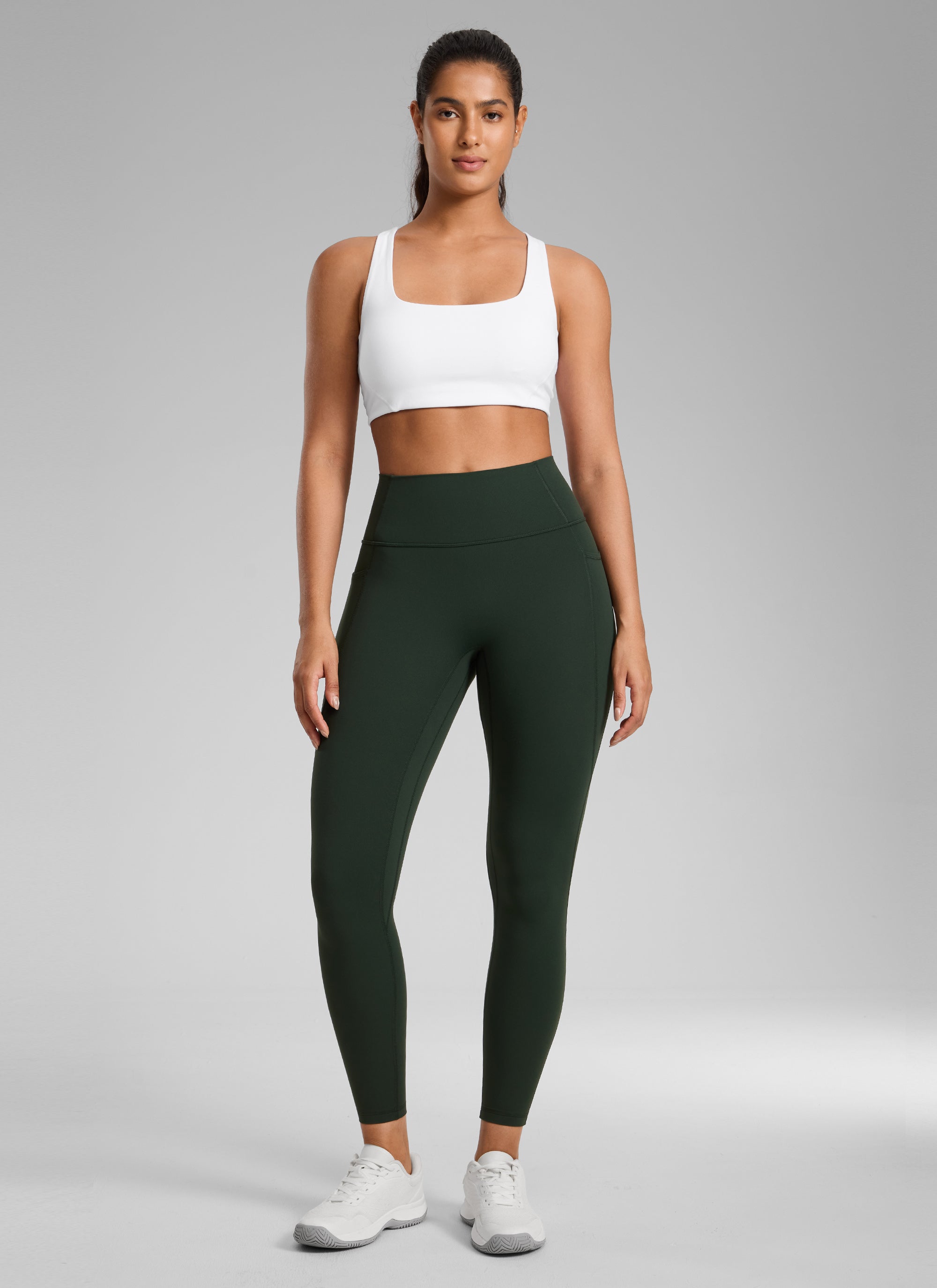 CRZ YOGA Women's Butterlift High Rise No Front Seam Pocket Legging Legend Green