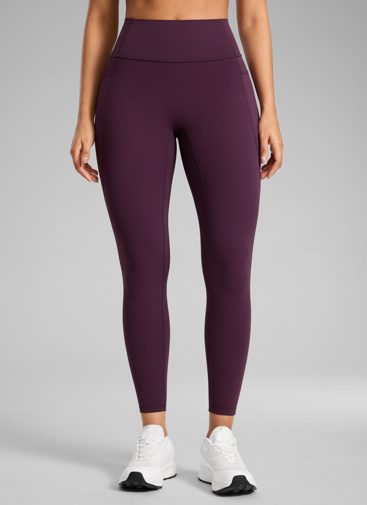 CRZ YOGA Women's Butterlift High Rise No Front Seam Pocket Legging Deep Purple @model_info:C