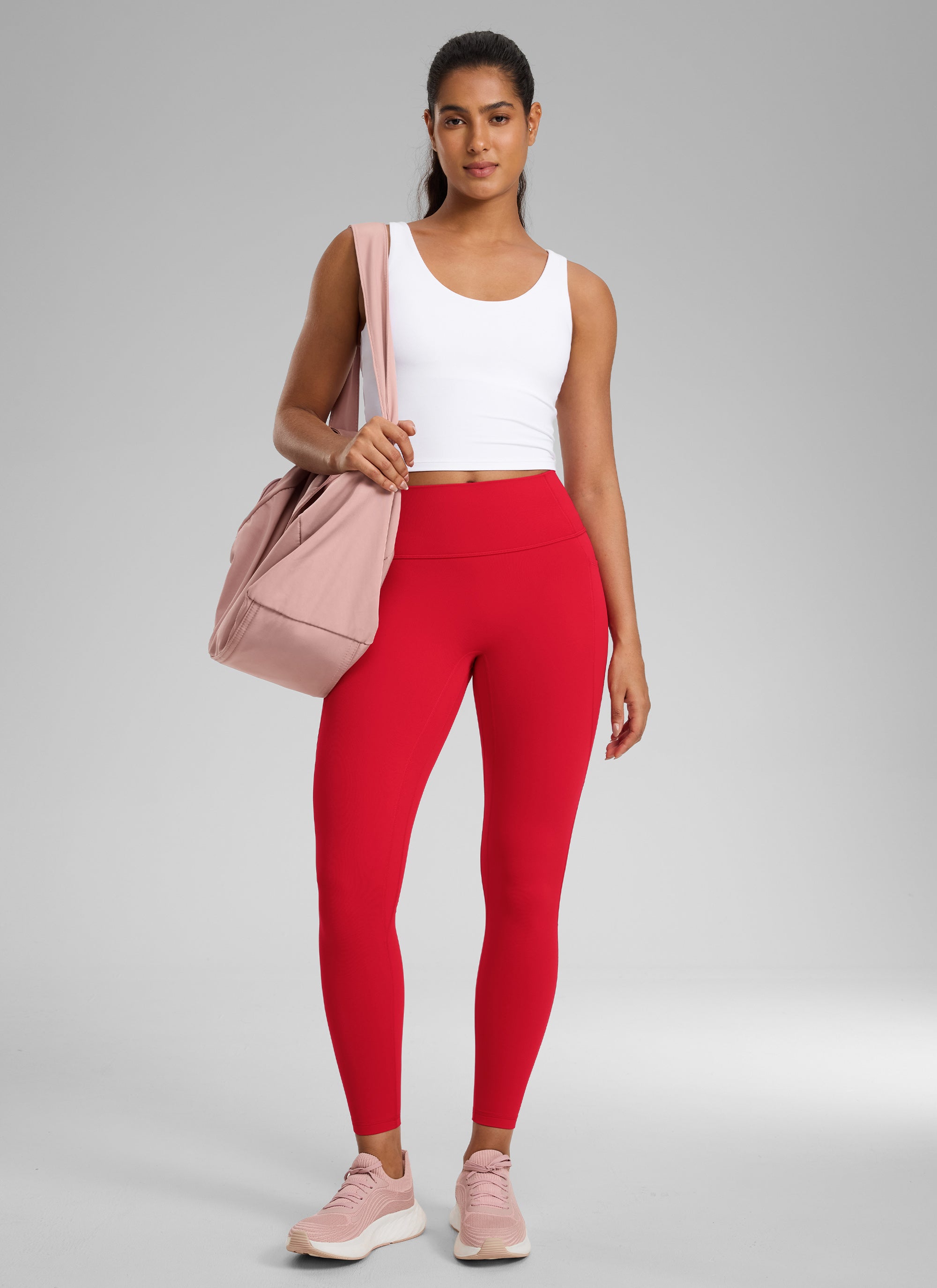 CRZ YOGA Women's Butterlift High Rise No Front Seam Pocket Legging Aurora Red @model_info:C