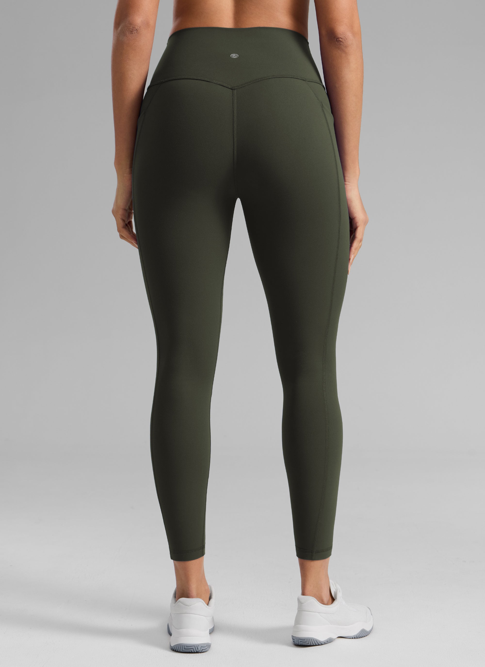CRZ YOGA Women's Butterlift Workout High Rise Pocket Leggings 25'' Olive Green